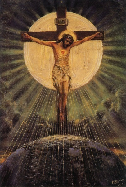 Heiligenbild Jesus am Kreuz Postkartenformat